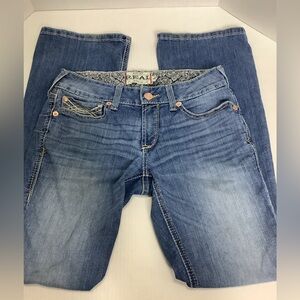 Ariat jeans women’s size 28 R medium wash ,bootcut, 8” Rise EUC.